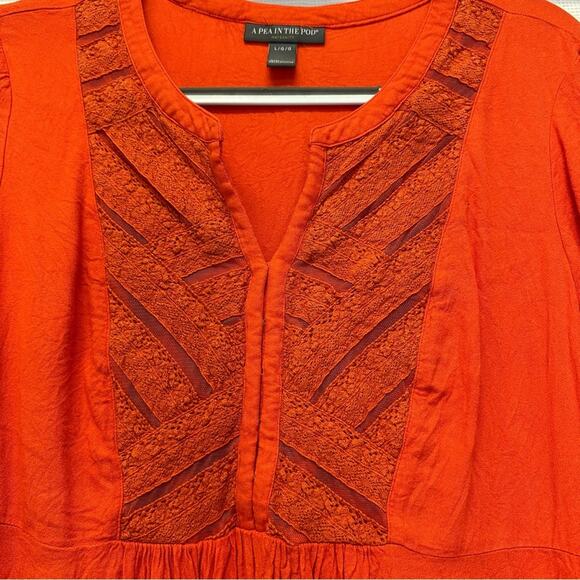 A Pea in the Pod Maternity Tunic Top Large L/G - Boho Embroidered Red Blouse - Picture 3 of 9